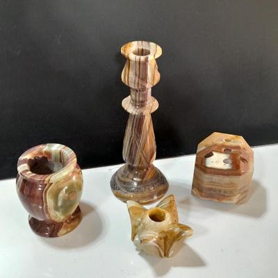 Onyx Agate Stone Decorations - Vases - candle stick holders - pen organizer block