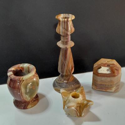 Onyx Agate Stone Decorations - Vases - candle stick holders - pen organizer block