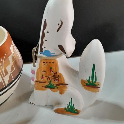 Native American pottery - signed UTE - and other vases - wolf pottery
