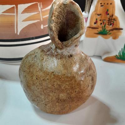 Native American pottery - signed UTE - and other vases - wolf pottery