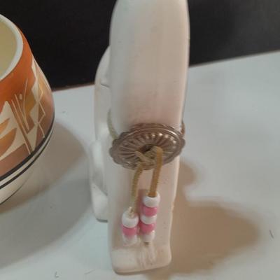 Native American pottery - signed UTE - and other vases - wolf pottery