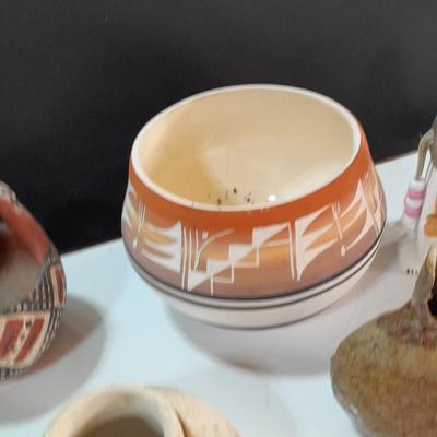 Native American pottery - signed UTE - and other vases - wolf pottery