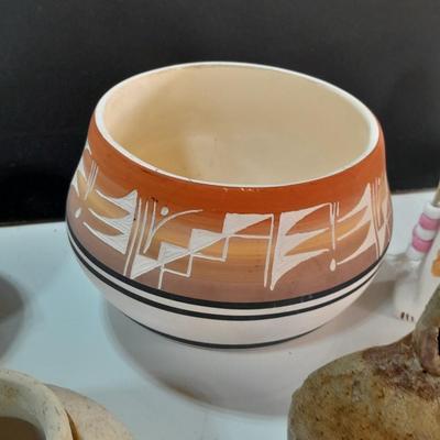 Native American pottery - signed UTE - and other vases - wolf pottery