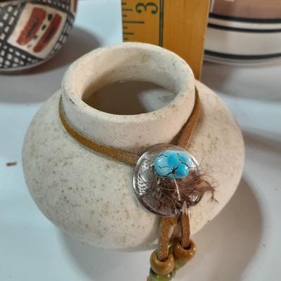 Native American pottery - signed UTE - and other vases - wolf pottery