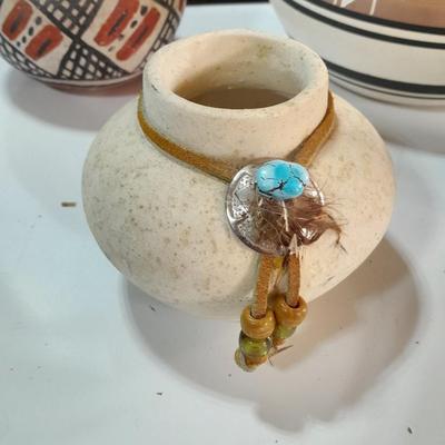 Native American pottery - signed UTE - and other vases - wolf pottery
