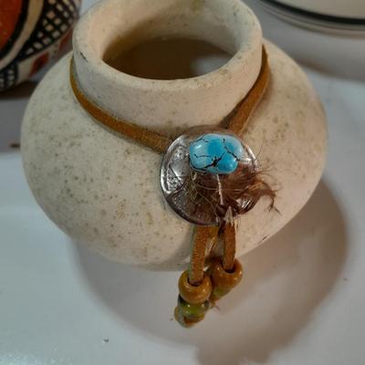 Native American pottery - signed UTE - and other vases - wolf pottery