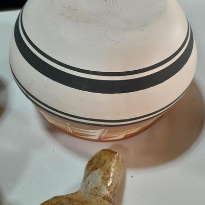 Native American pottery - signed UTE - and other vases - wolf pottery