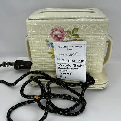 1937 Porcelier Basket Weave China Toaster