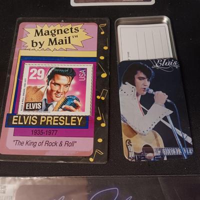 ELVIS MAGNETS, CATALOG OF RECORDS AND TAPES, STICKERS AND MORE