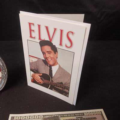 SMALL ELVIS BOOK, CARD, PHOTO, FUNNY MONEY AND MORE