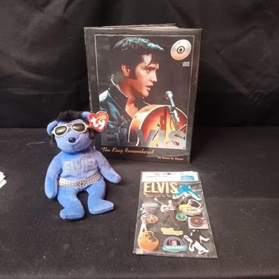 BOOK OF ELVIS, TY BEANIE BABY AND STICKERS