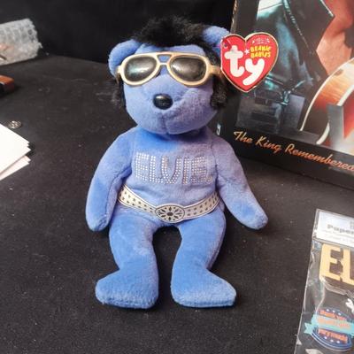 BOOK OF ELVIS, TY BEANIE BABY AND STICKERS