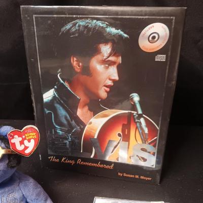 BOOK OF ELVIS, TY BEANIE BABY AND STICKERS