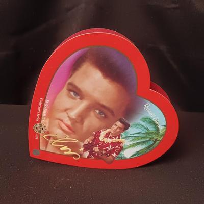 ELVIS VALENTINE HEART, FREE STANDING ELVIS, GUITAR AND SMALL TINS