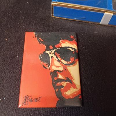 ELVIS COFFEE MUG, 2 DECKS OF PLAYING CARDS AND 2 GREETING CARDS