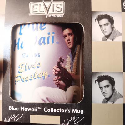 ELVIS COFFEE MUG, 2 DECKS OF PLAYING CARDS AND 2 GREETING CARDS