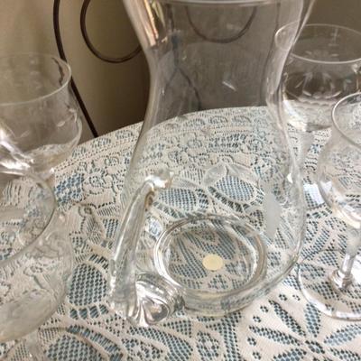 Princess House Large Pitcher and Four Glasses