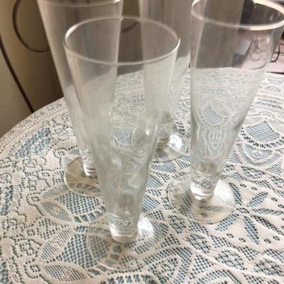 Four Clear Glass Tall Beer Glasses
