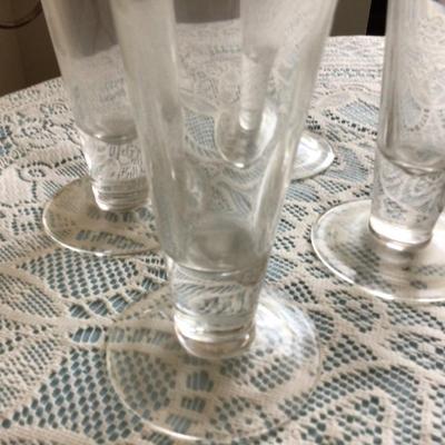 Four Clear Glass Tall Beer Glasses