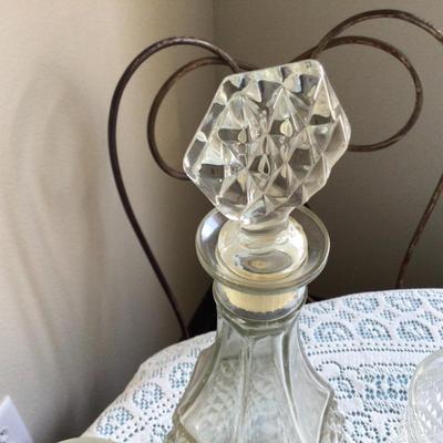 Cut Glass Decanter and 6 Matching Glasses