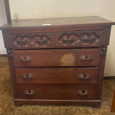 Vintage Hand Carved Chest Of Drawers