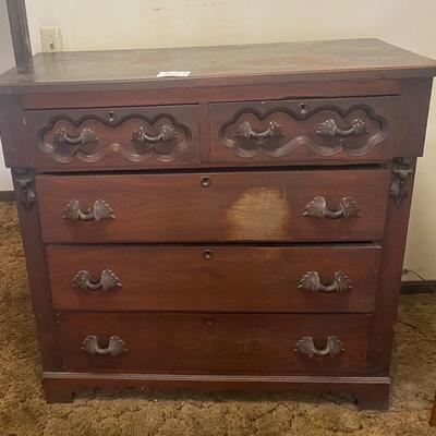 Vintage Hand Carved Chest Of Drawers