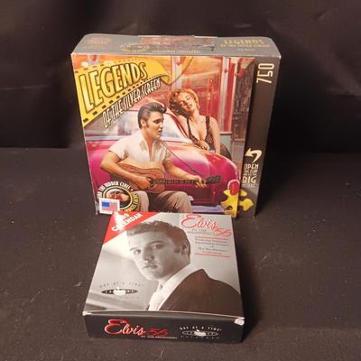 ELVIS "LEGENDS OF THE SILVER SCREEN" JIGSAW PUZZLE & 1999 CALENDAR (DAY AT A TIME)