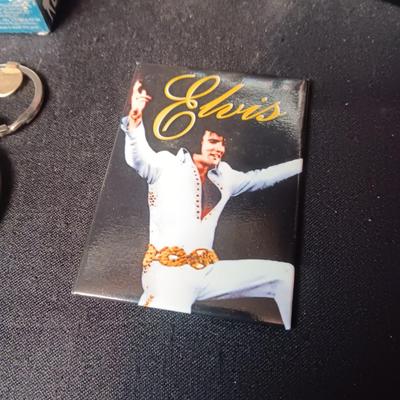 ELVIS SHOT GLASSES, MAGNETS, TY BEANIE BABY, DECK OF CARDS, KEYCHAIN & TV GUIDE