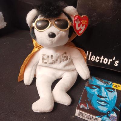 ELVIS SHOT GLASSES, MAGNETS, TY BEANIE BABY, DECK OF CARDS, KEYCHAIN & TV GUIDE