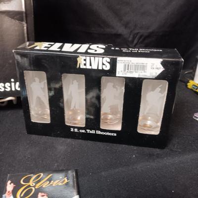 ELVIS SHOT GLASSES, MAGNETS, TY BEANIE BABY, DECK OF CARDS, KEYCHAIN & TV GUIDE