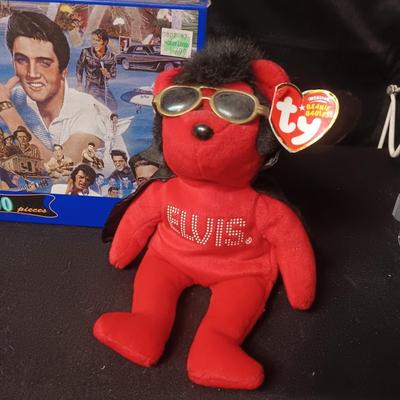 ELVIS JIGSAW PUZZLE, TY BEANIE BABY & KEYCHAIN