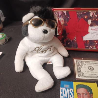 2 ELVIS TY BEANIE BABIES, TIN, FUNNY MONEY AND MORE