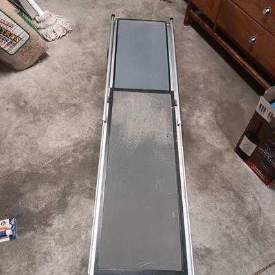 EXTENDABLE PET RAMP, PARTIAL BAG OF DOG FOOD AND ORAL HYGIENE KIT