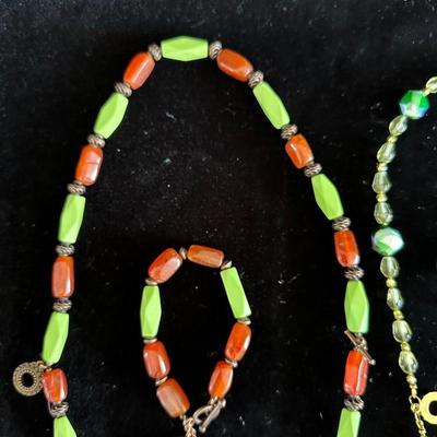 BEADED NECKLACES W/EARRINGS AND BRACELET
