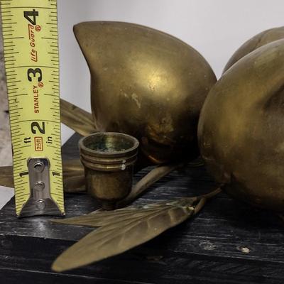 MCM Brass console set, vases and votive holders