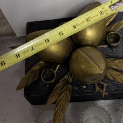 MCM Brass console set, vases and votive holders