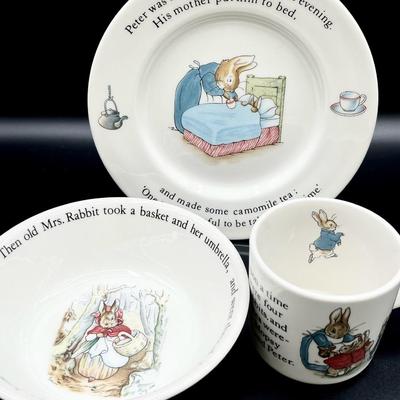 WEDGEWOOD ~ Pair (2) ~ Peter Rabbit Three Piece Nursery Set