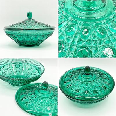 ANCHOR HOCKING ~ Wexford Green ~ Serving Pieces Set Of Three (3)