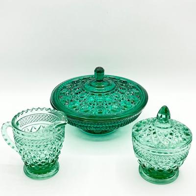 ANCHOR HOCKING ~ Wexford Green ~ Serving Pieces Set Of Three (3)