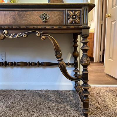 BEAUTIFUL ORNATE ANTIQUE VANITY WITH STOOL