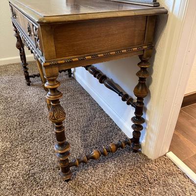 BEAUTIFUL ORNATE ANTIQUE VANITY WITH STOOL