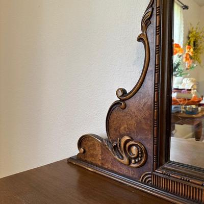 BEAUTIFUL ORNATE ANTIQUE VANITY WITH STOOL
