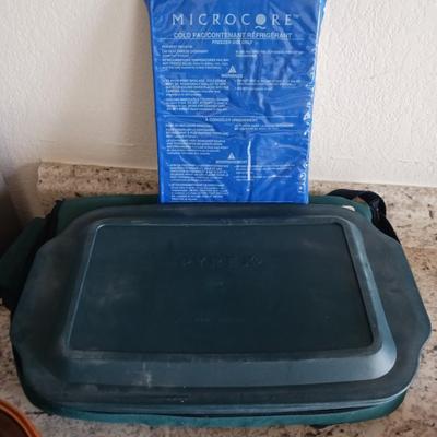 CROCK POT, VINTAGE CLAY BOWL AND TO GO CASSEROLE DISH