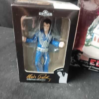 ELVIS ILLUMINATED AND MUSICAL CHURCH PLUS ELVIS ORNAMENT