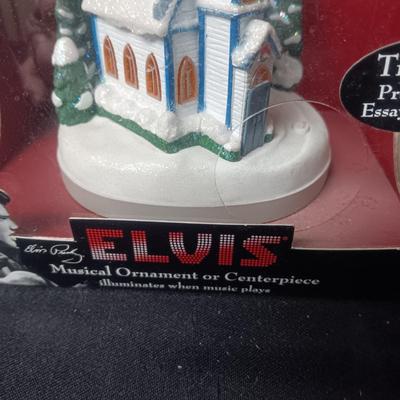 ELVIS ILLUMINATED AND MUSICAL CHURCH PLUS ELVIS ORNAMENT