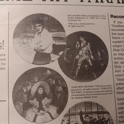 8 X 10 PICTURE OF ELVIS AND A VINTAGE NEWSPAPER