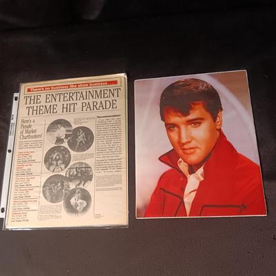 8 X 10 PICTURE OF ELVIS AND A VINTAGE NEWSPAPER