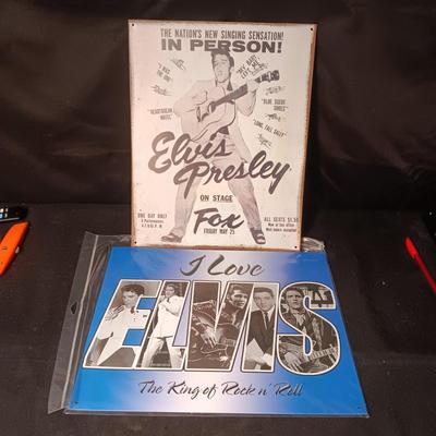 2 METAL ELVIS SIGNS