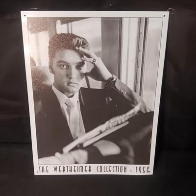 METAL ELVIS SIGN AND A 8 X 10 PHOTO