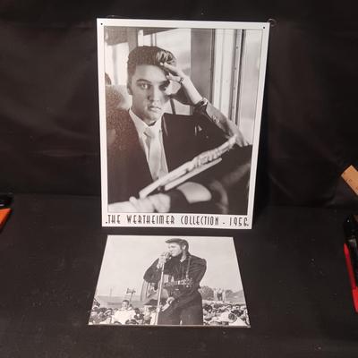METAL ELVIS SIGN AND A 8 X 10 PHOTO